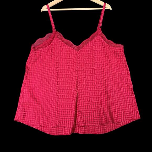 Torrid Womens Lace Trim Cami Top Sz 1X Red Houndstooth Spaghetti Strap - Picture 9 of 10